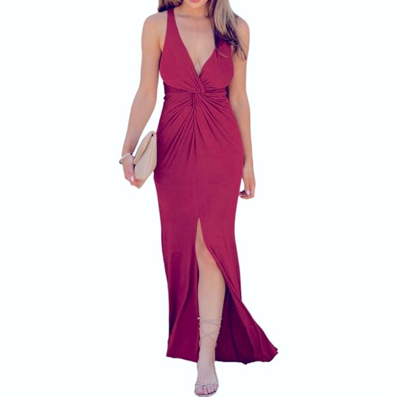 Dresses & Skirts - Maxi Dress for Women V Neck Twist Front Sleeveless small​